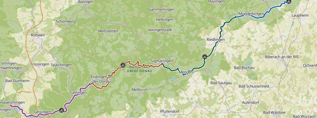 Karte meiner ersten Etappe entlang der Donau